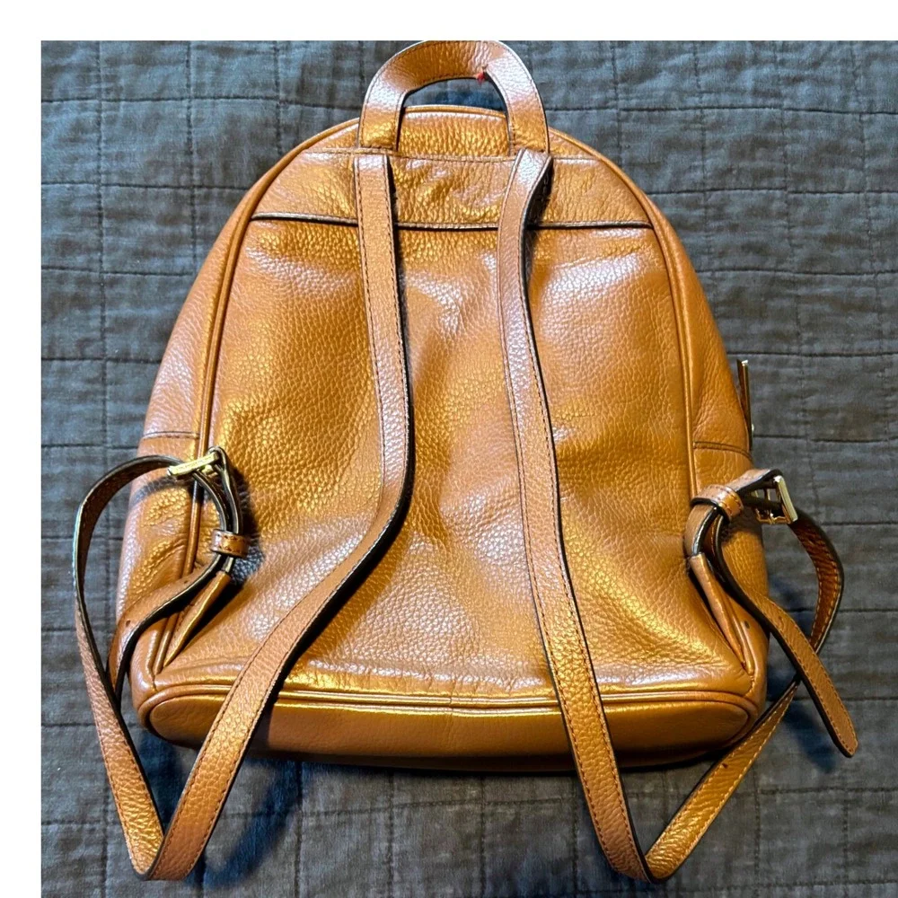 MICHAEL KORS Tan Pebble Leather Small Backpack Bag‎ Gold Hardware - Picture 2 of 11